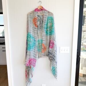 Scarf Zen Abstract Scribble Print Lightweight Semi-Sheer Scarf OS